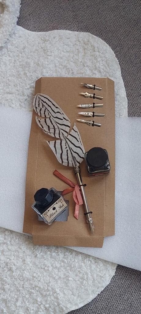 Mooie VEER-PEN - PEN-PUNTEN , 2 POTJES INKT VOOR KALLIGRAFI, Antiek en Kunst, Ophalen of Verzenden
