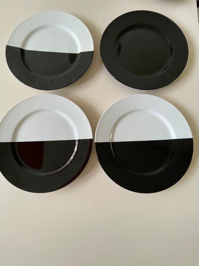 4 porseleinen borden Emilio Bergamin, Ophalen, Nieuw, Porselein, Bord of Schaal