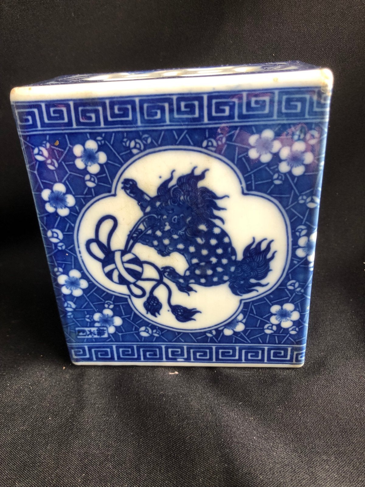 Antiek Chinees Blauw Wit Porseleinen Opium Kussen 19e Eeuw, Ophalen of Verzenden