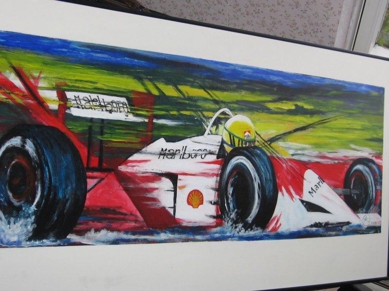 Formule1 SENNA Malboro SCHILDERIJ, Ophalen, Oorspronkelijke maker, Zo goed als nieuw, Schilderij