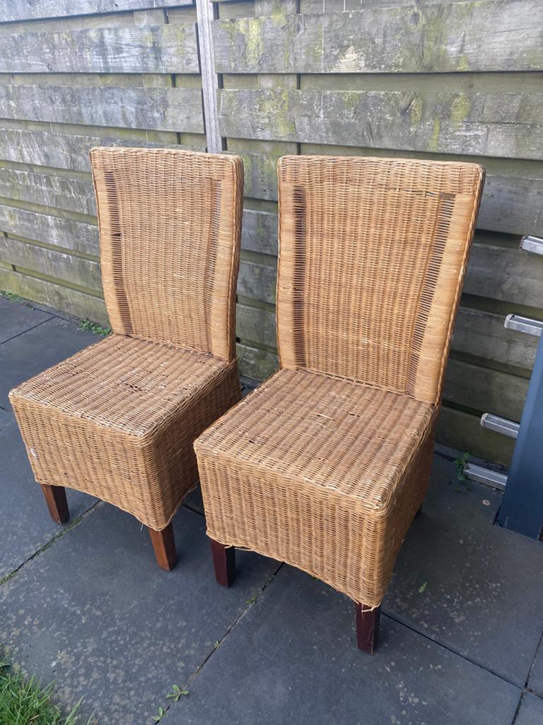 Rieten stoelen, Tuin en Terras, Ophalen, Gebruikt, Rotan