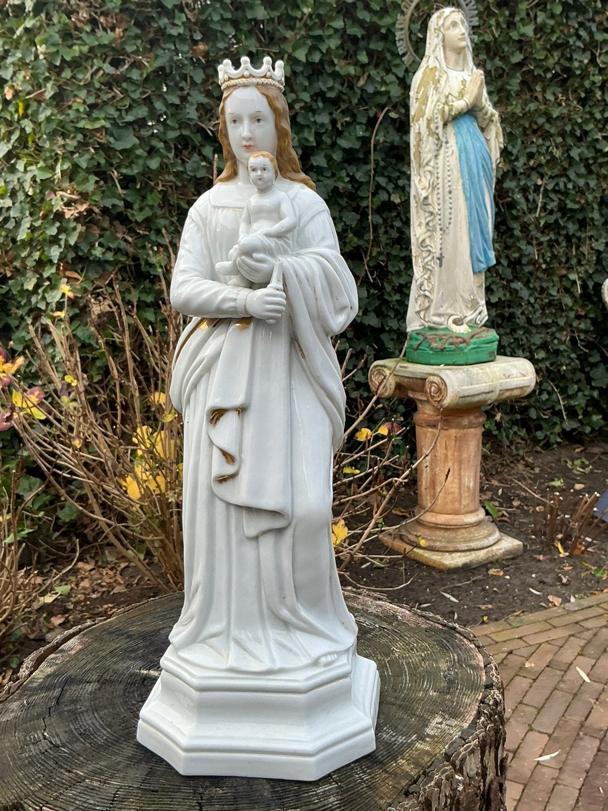 Antiek porseleinen Mariabeeld ❤️ Maria met kindje, Antiek en Kunst, Ophalen of Verzenden