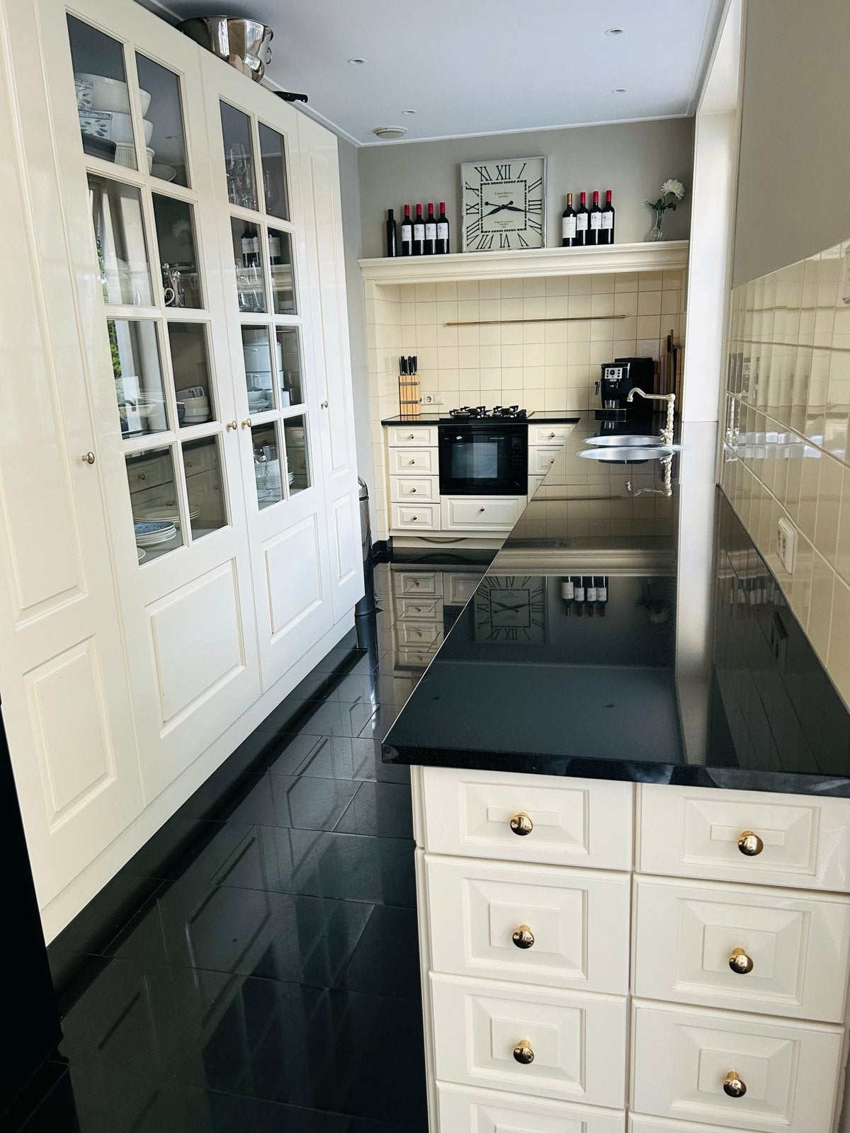 keuken 519x219 + kast,interieurbouw,graniet blad incl appara, Ophalen, Gebruikt, Hoekkeuken, Graniet of Steen