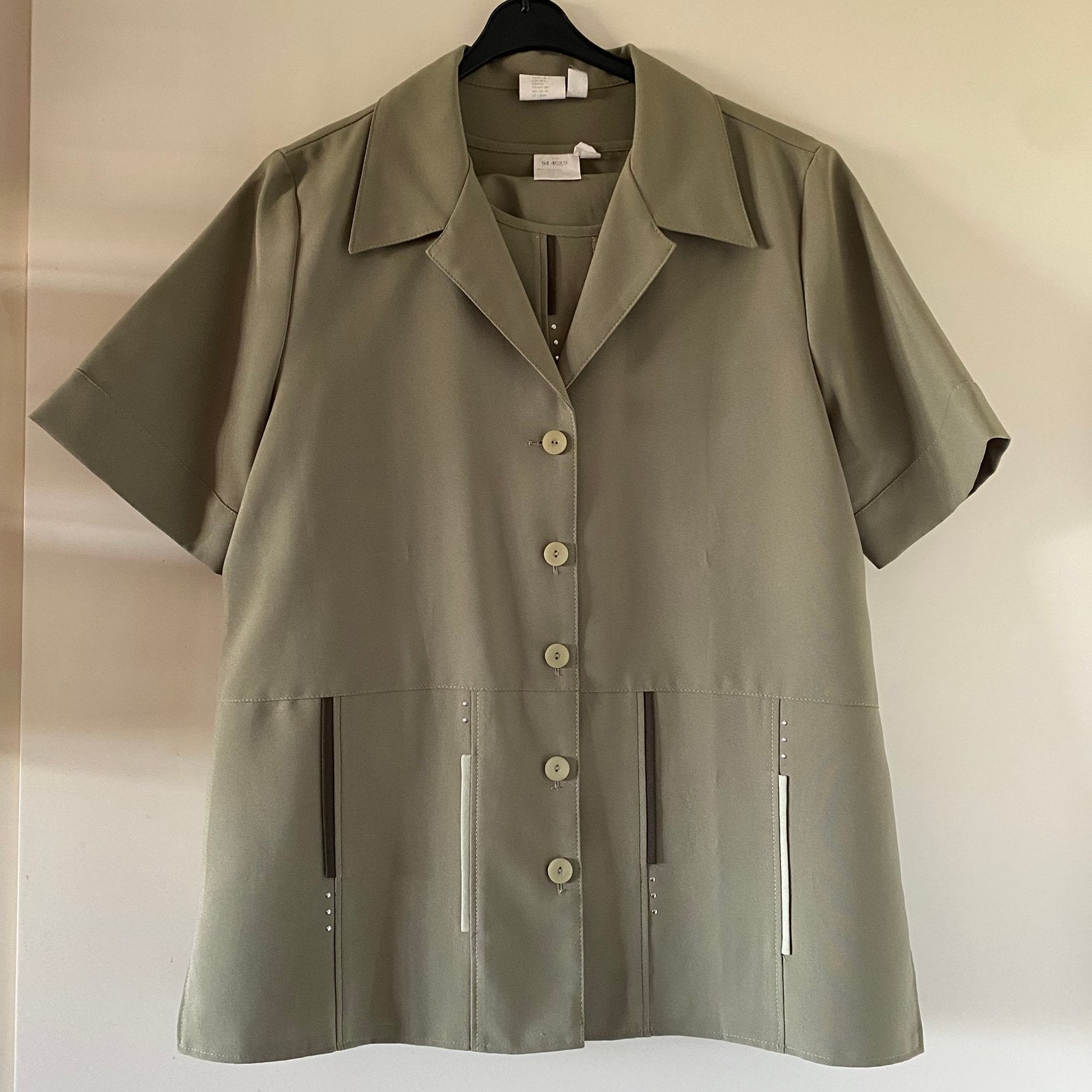 VINTAGE OLIJFGROEN 3-DELIG PAK 40-42, Kleding | Dames, Kostuum of Pak, Maat 42/44 (L), Ophalen of Verzenden, Gedragen