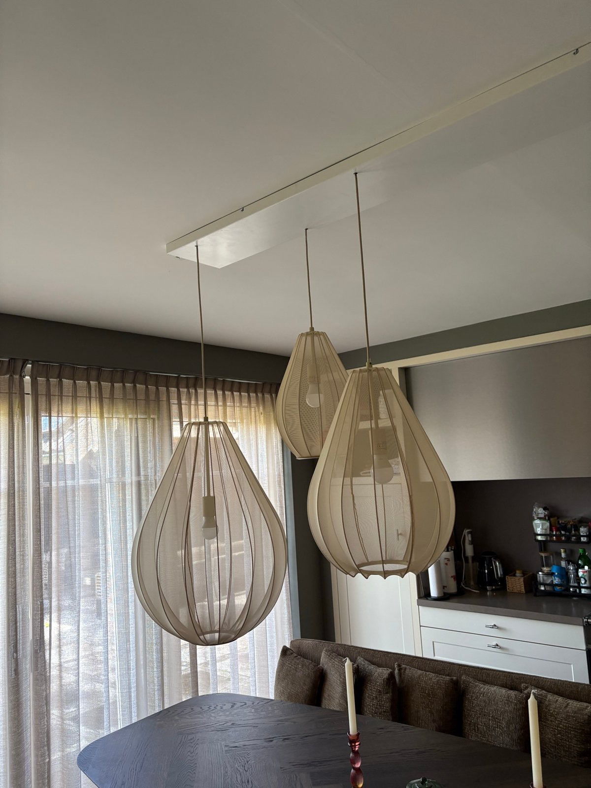Set van 3 moderne hanglampen - perfect voor eetkamer, Ophalen, Gebruikt, Textiel