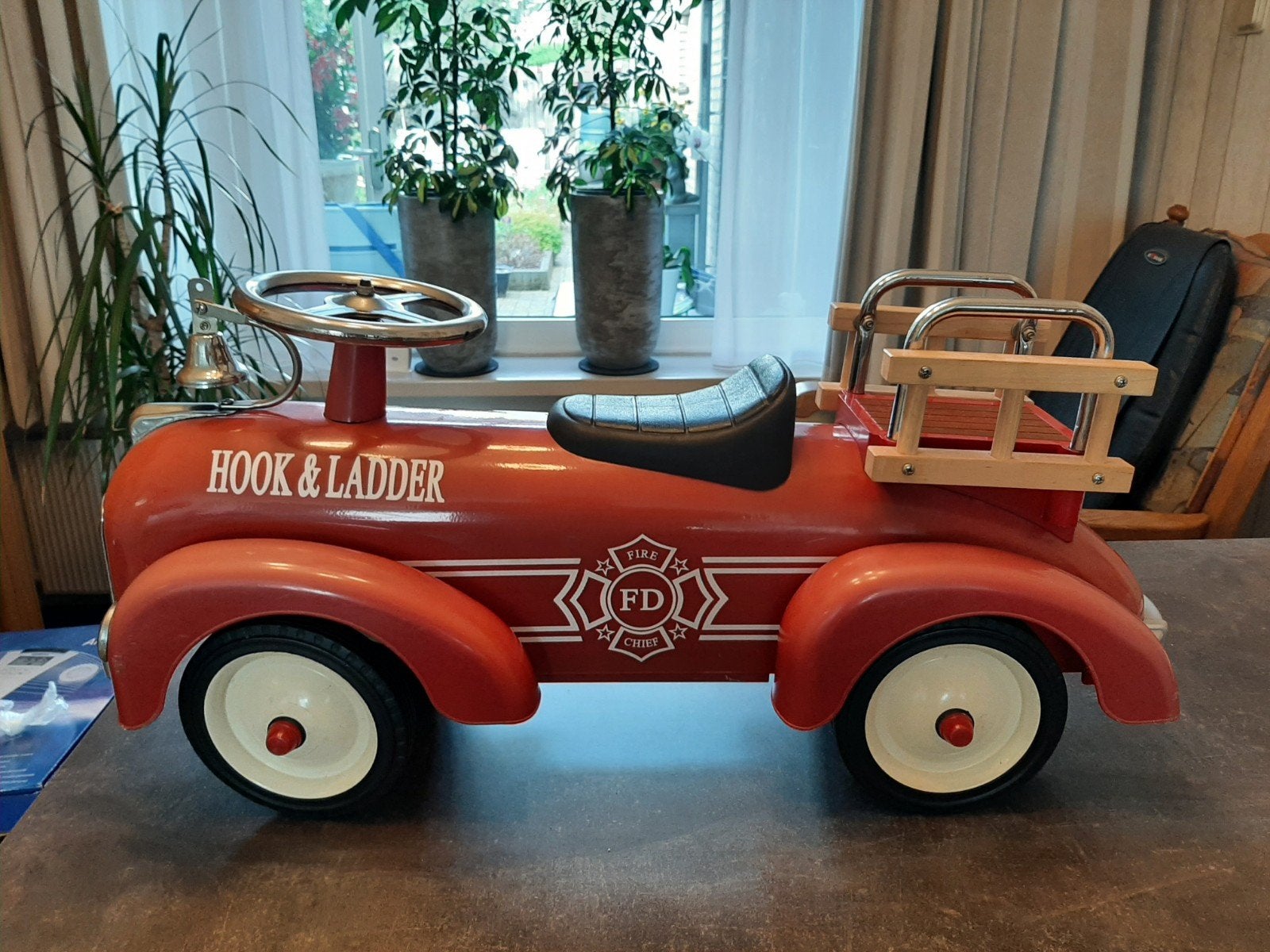 Metalen "brandweer"  loopauto             HOOK & LADDER, Antiek en Kunst, Ophalen of Verzenden
