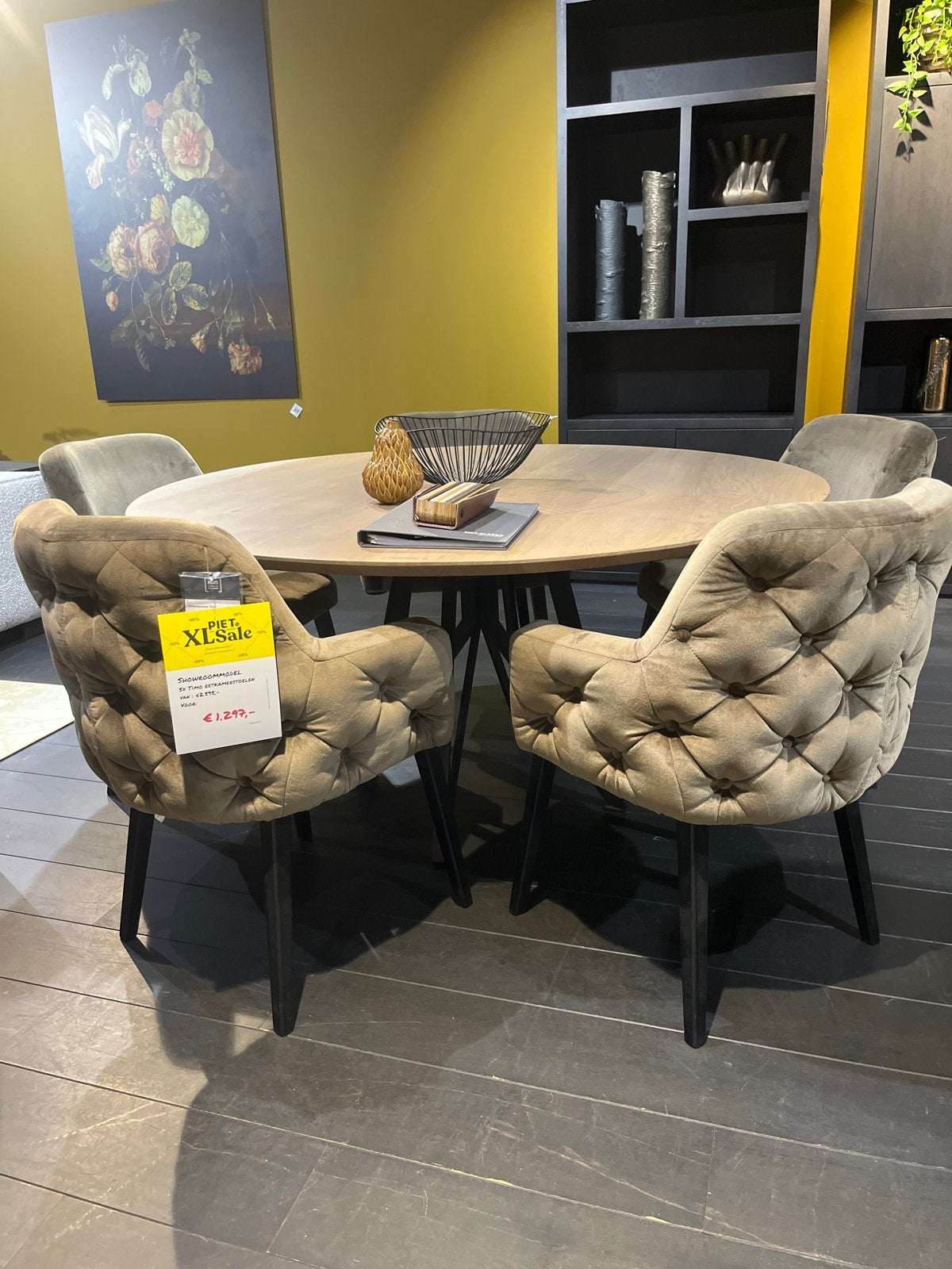 Set van 5 hotel chique eetkamerstoelen -  piet klerkx, Huis en Inrichting, Ophalen, Overige kleuren, Zo goed als nieuw, Stof