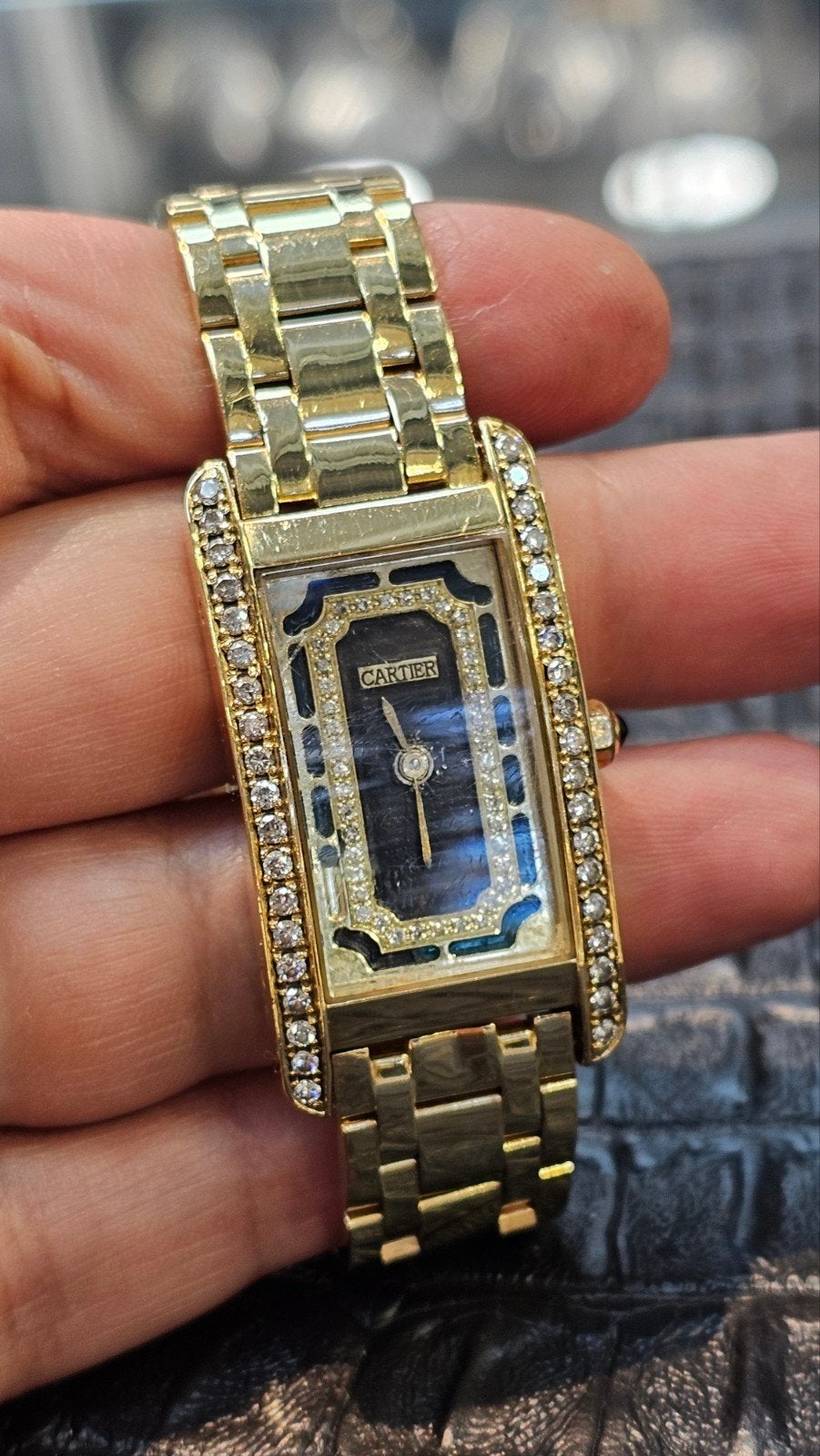 Gouden 18k cartier horloge met Briljant 81.15 gram, Overige merken, Polshorloge, Ophalen of Verzenden, Zo goed als nieuw