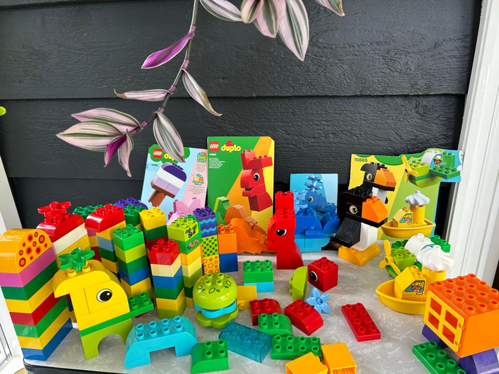Grote hoeveelheid LEGO Duplo met bouwvoorbeelden, Verzenden, Zo goed als nieuw, Duplo, Losse stenen