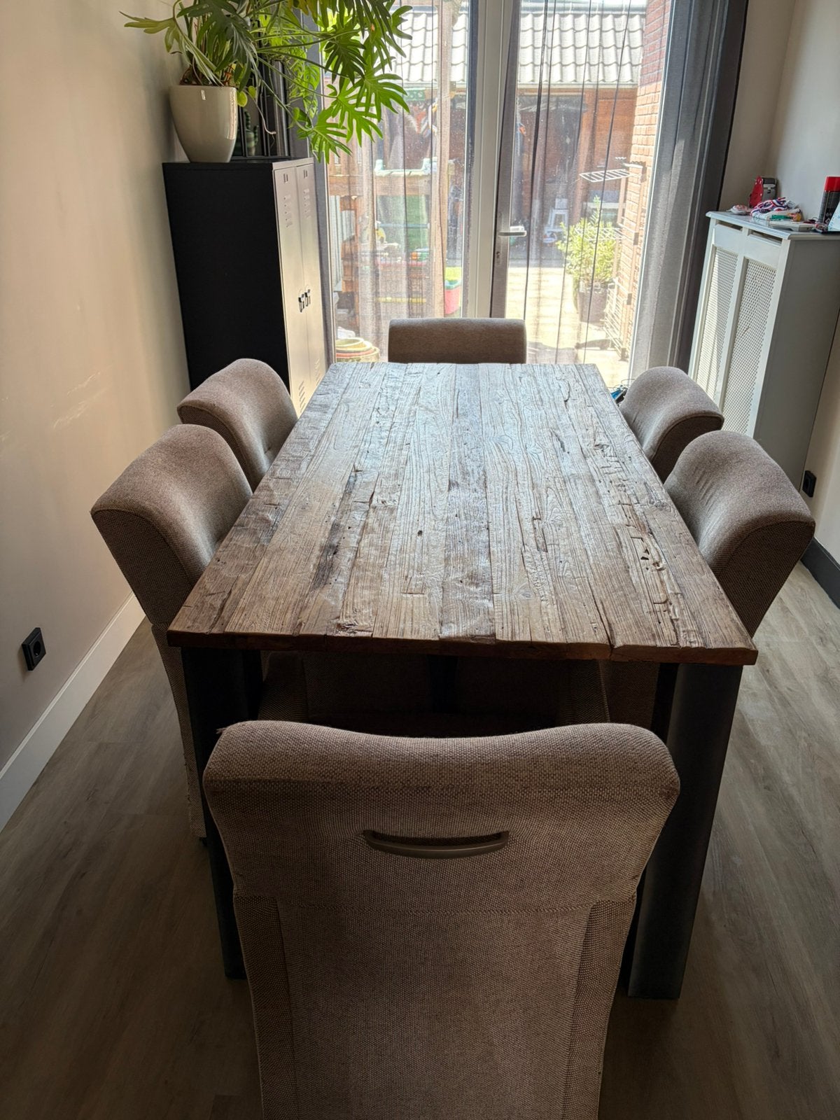 Eettafel Ramses-180x90-stoer&robuust, Ophalen, Gebruikt, Teakhout, 50 tot 100 cm