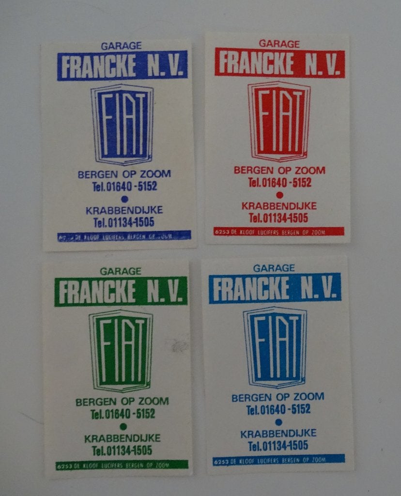 GARAGE  FRANCKE  N.V.   FIAT   BERGEN OP ZOOM  KRABBENDIJKE, Ophalen of Verzenden, Sigarenbandjes