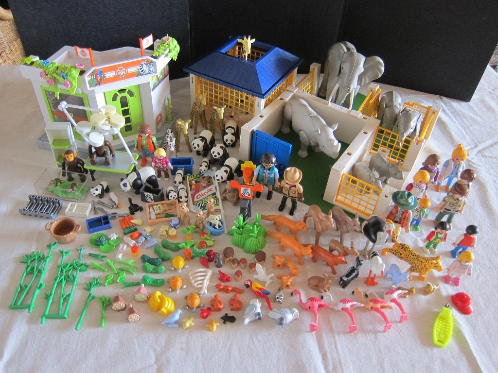 playmobil lot 5 dieren ziekenhuis en zoo 4009 en 70900, Wild life, Gebruikt, Losse onderdelen, Ophalen of Verzenden