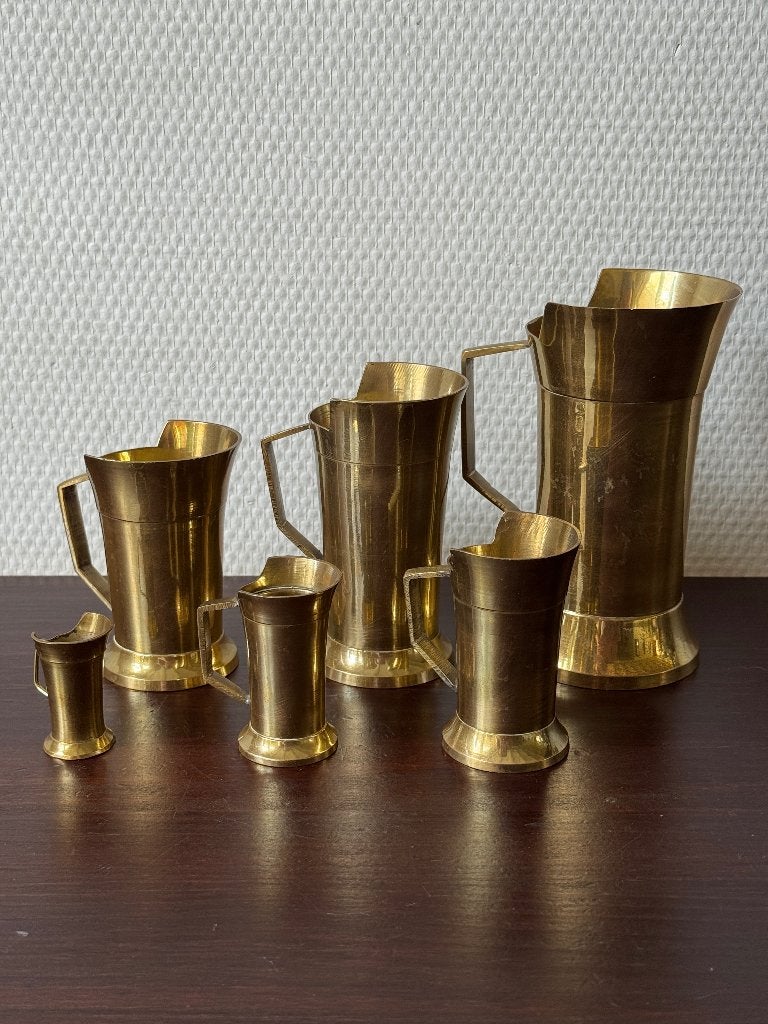 Vintage Antieke Koperen Maatbekerset, Maatbekers, Koper, Ophalen of Verzenden, Koper