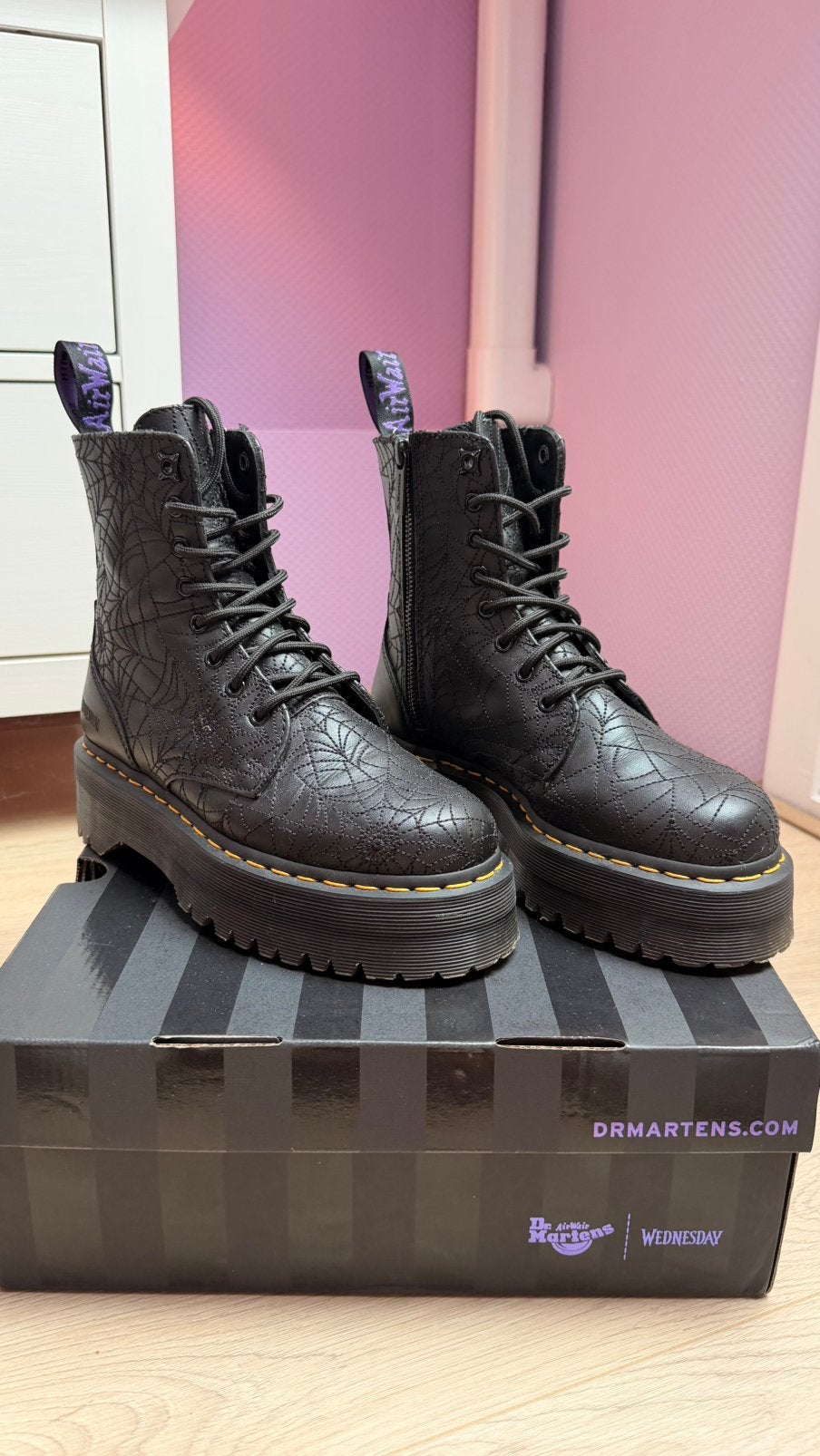 Dr. Martens x Wednesday Jadon Platform Boots, Ophalen, Zwart, Lage of Enkellaarzen, Zo goed als nieuw