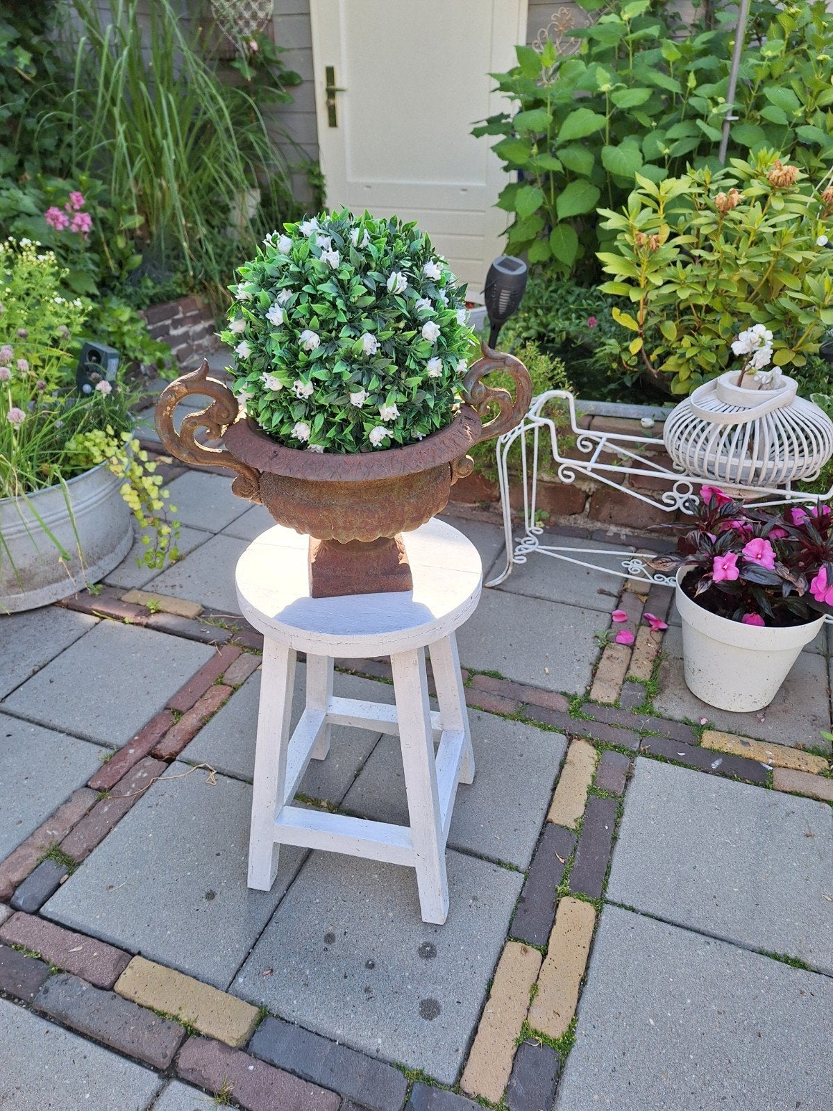 Antieke gietijzeren plantenbak / urn - 20cm hoog, Ophalen of Verzenden