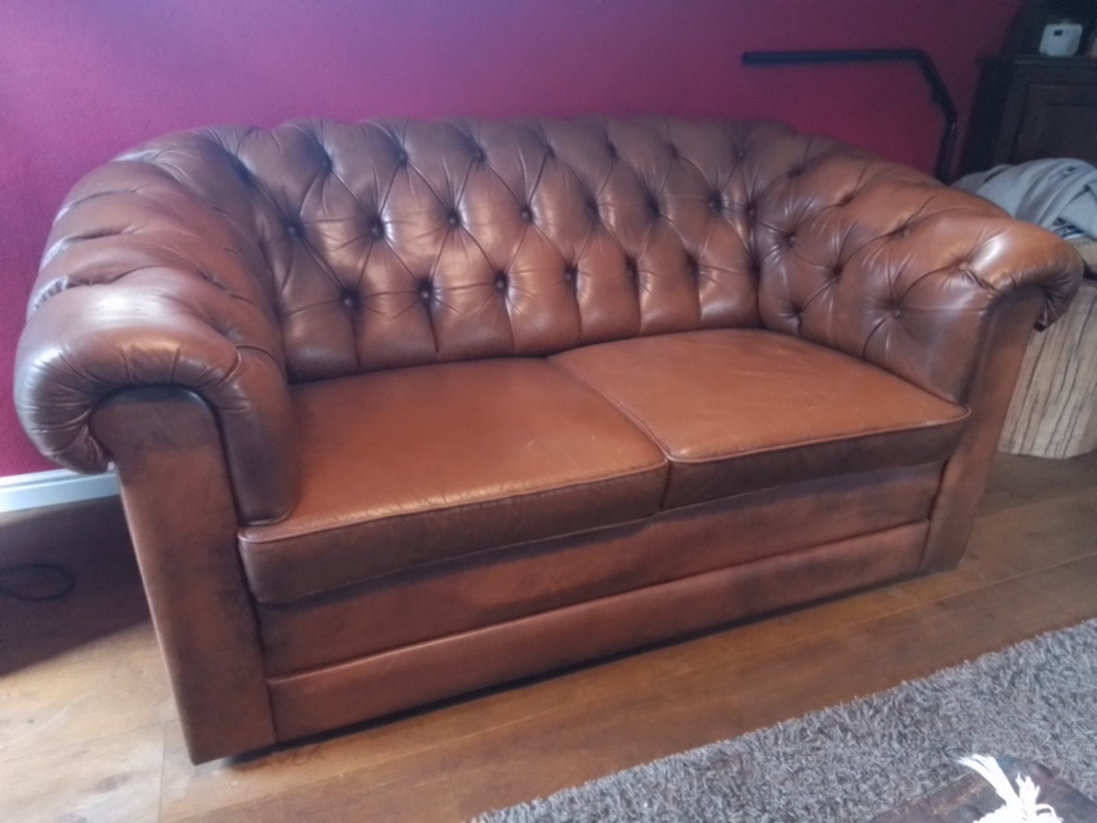 chesterfield look 2 zits bank, Ophalen, Gebruikt, Tweepersoons, 75 tot 100 cm