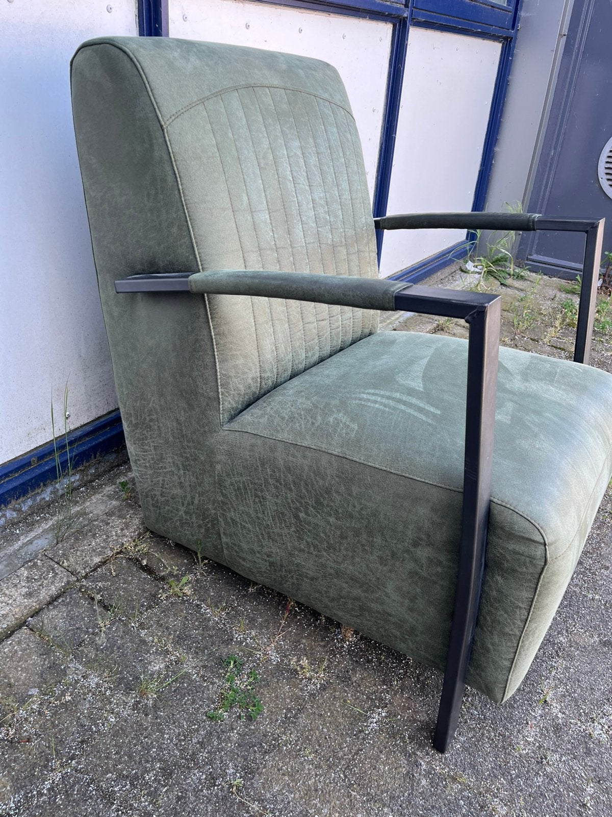 Fauteuil olijfgroen, Ophalen, Zo goed als nieuw, 75 tot 100 cm, 50 tot 75 cm
