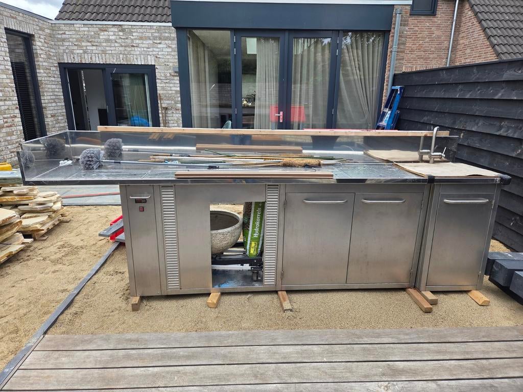 RVS Buitenkeuken met spoelbak en opbergruimte, Ophalen of Verzenden, Gebruikt, Onbekend, Vrijstaand