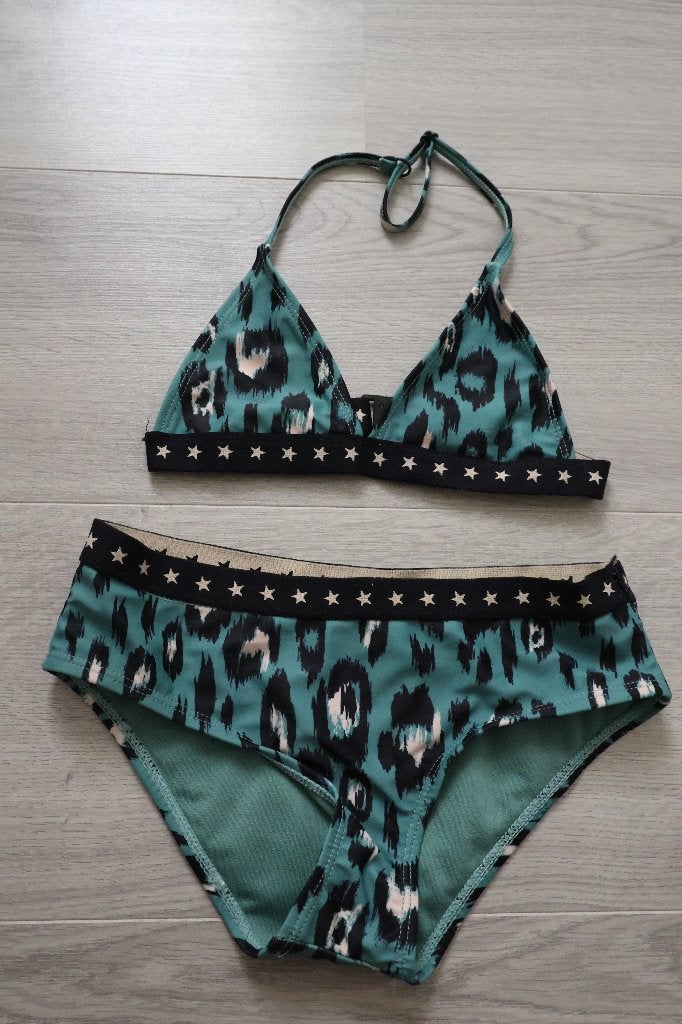 Als nieuw Bikini panter Shiwi 128 groen zwart, Ophalen, Meisje, Sport- of Zwemkleding, Zo goed als nieuw