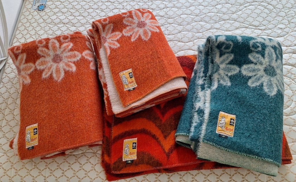4 x Retro wollen dekens van Zaalberg, Ophalen, Gebruikt, Wol
