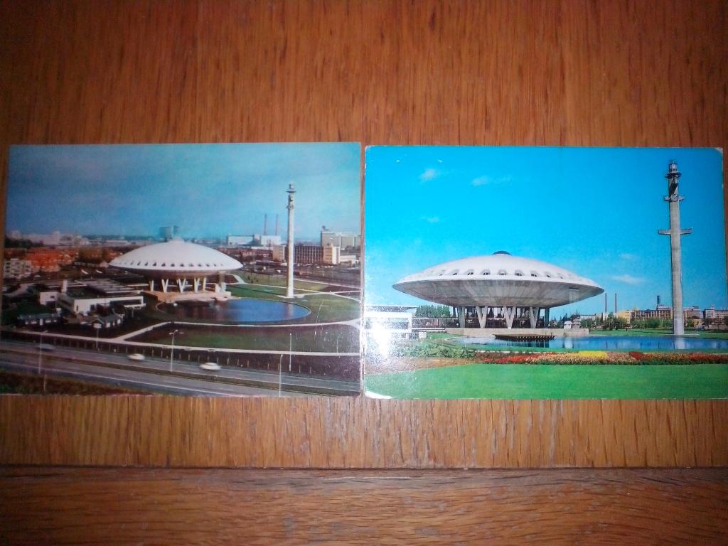 3x ansichtkaarten Philips Evoluon Eindhoven, o.a. luchtfoto, Verzamelen, Ansichtkaarten | Nederland, Noord-Brabant, 1980 tot heden