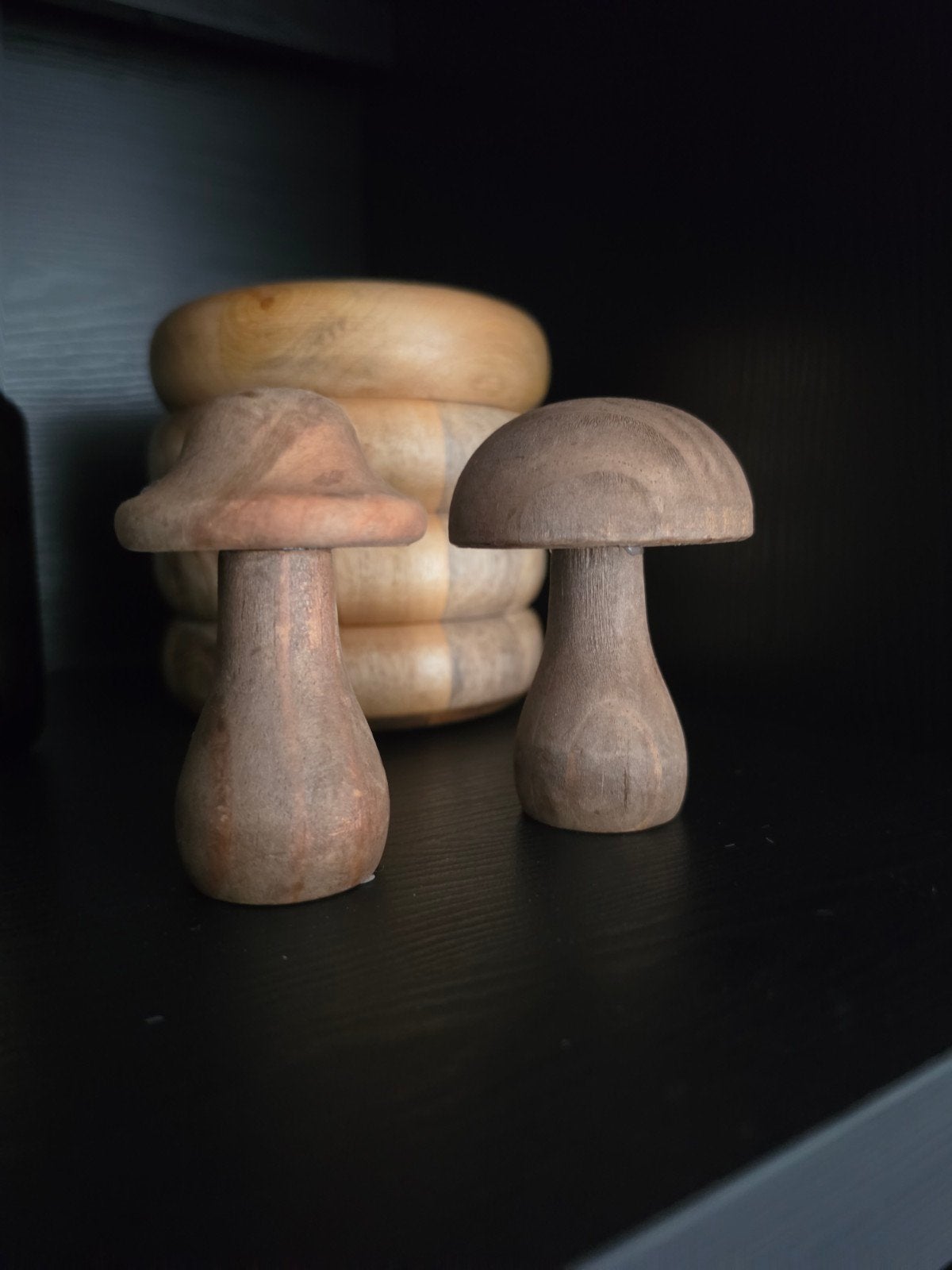 houten paddenstoelen, Ophalen
