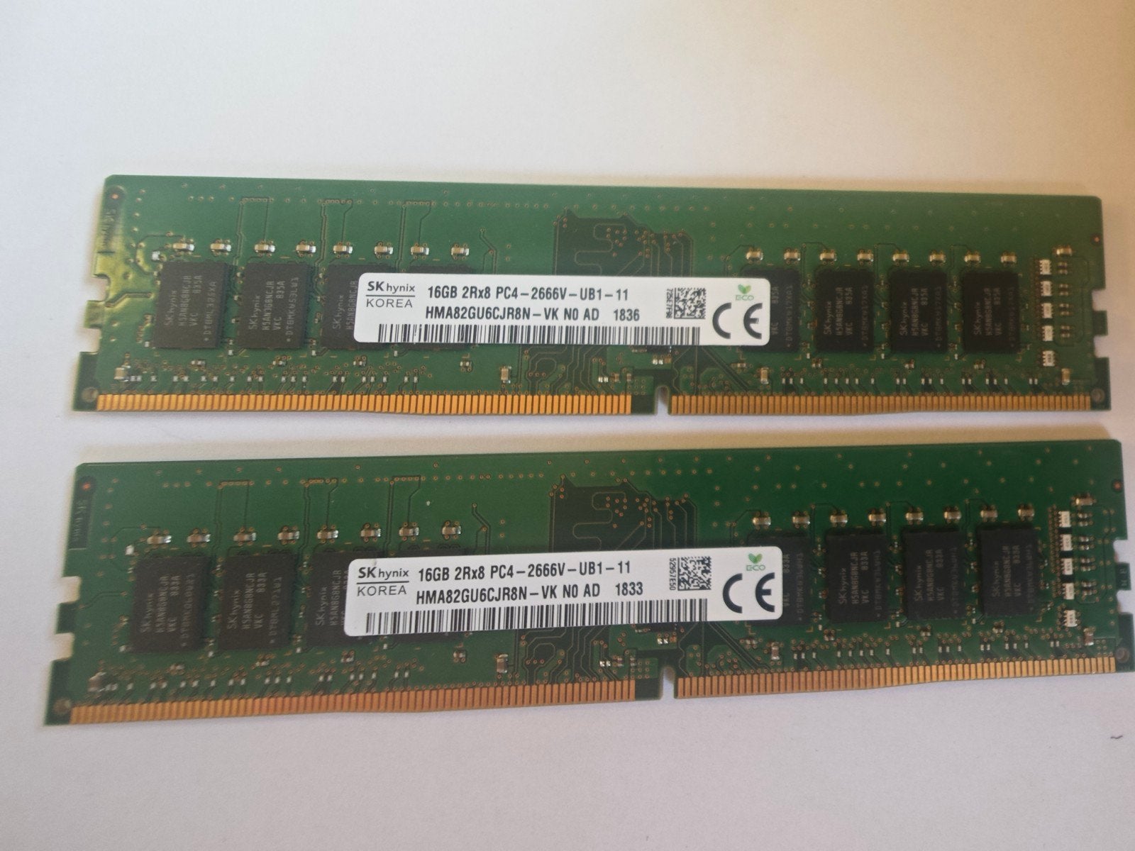 2x 16GB Hynix DDR4 RAM 2666MHz Desktop Meerdere beschikbaar