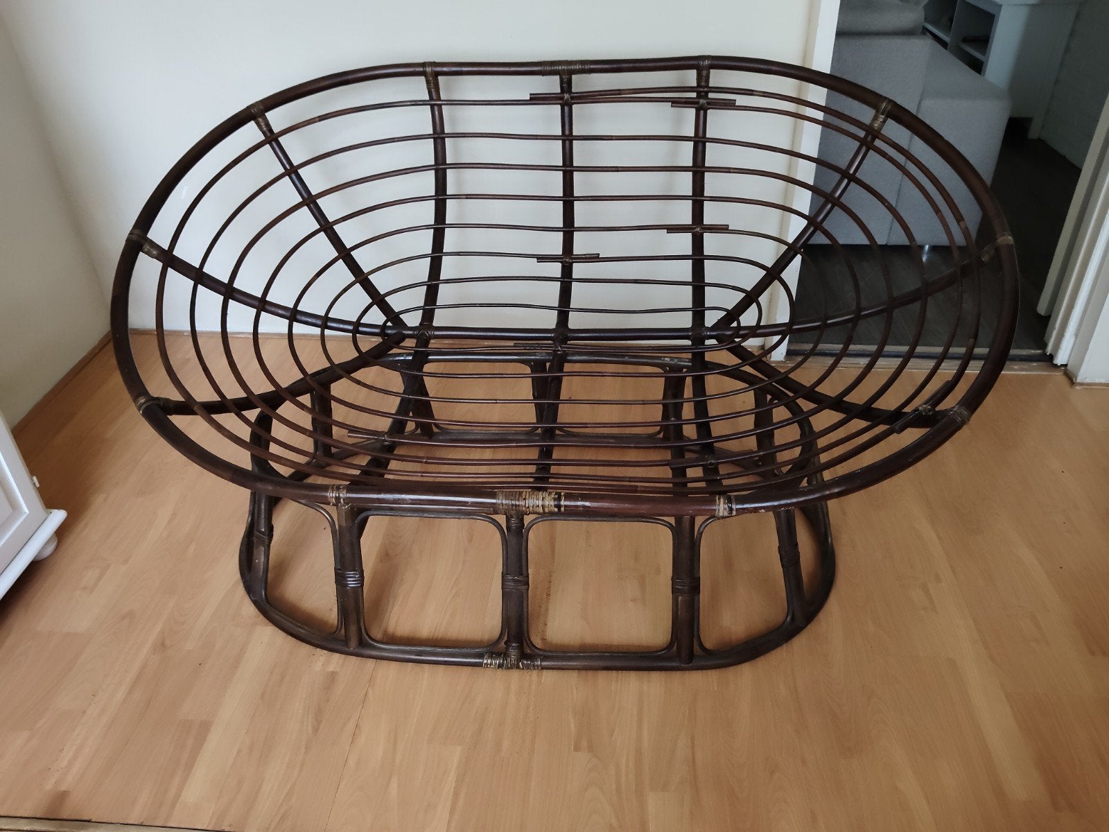 Papasan stoel bamboe/rotan, zonder kussen, Huis en Inrichting, Ophalen, Gebruikt, Bruin, Papasan