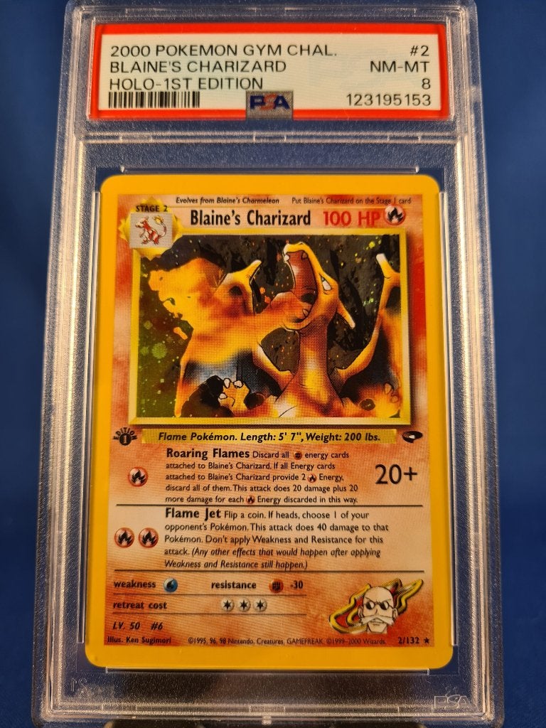 Blaine's Charizard 2/132 - Gym Challenge (1st edition) (PSA, Verzenden, Gebruikt