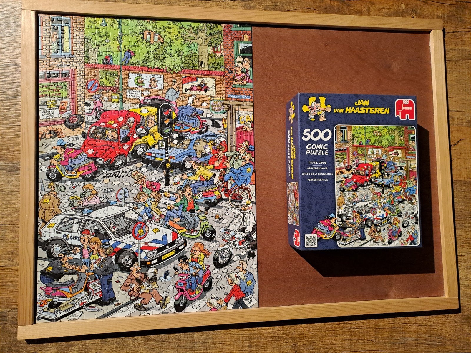Jan van Haasteren puzzel van 500 stuks. Met poster, Ophalen of Verzenden, 500 t/m 1500 stukjes, Zo goed als nieuw, Legpuzzel