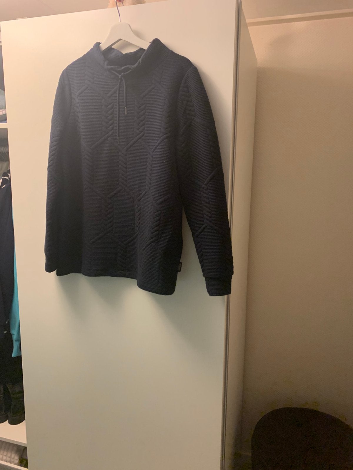 Blauwe trui en zwart wit jurk, Ophalen of Verzenden, Zo goed als nieuw, Blauw