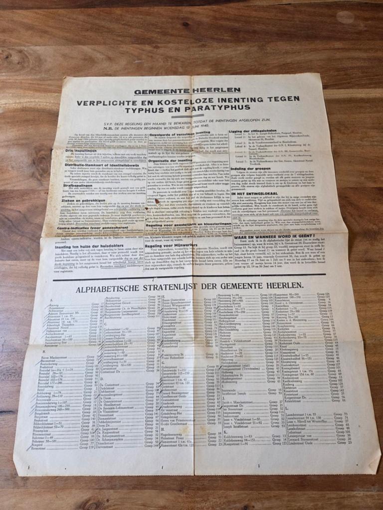 Wo2 blad gemeente heerlen 1940, Verzamelen, Militaria | Tweede Wereldoorlog, Ophalen of Verzenden, Overige soorten, Nederland