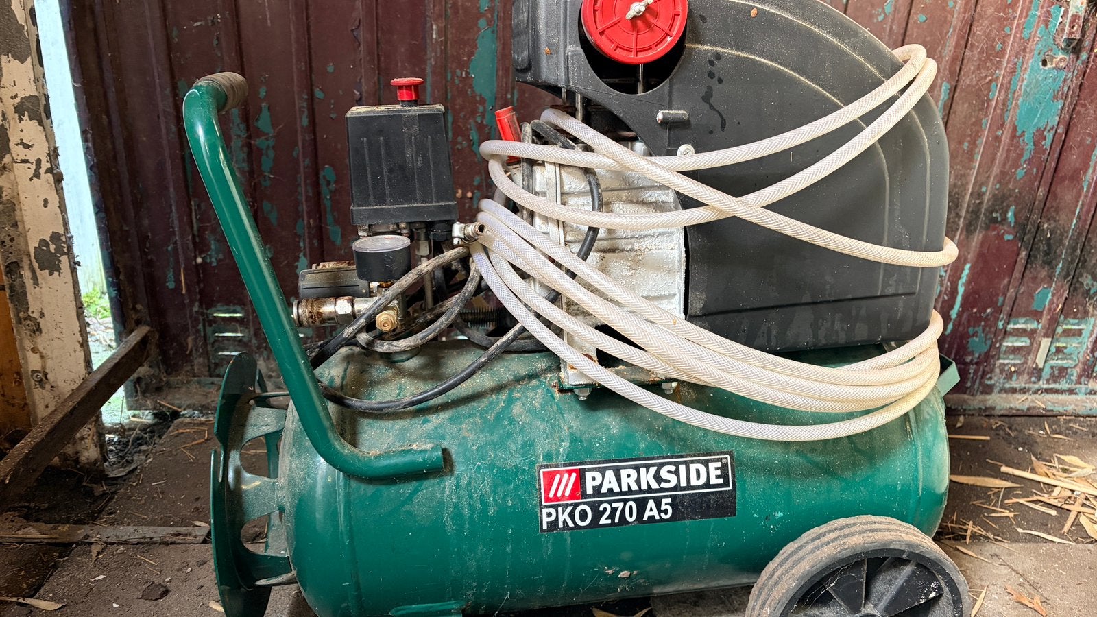 Parkside Compressor + Accessoires – Vol Lucht!, Ophalen, 6 tot 10 bar, Zo goed als nieuw, Minder dan 200 liter/min
