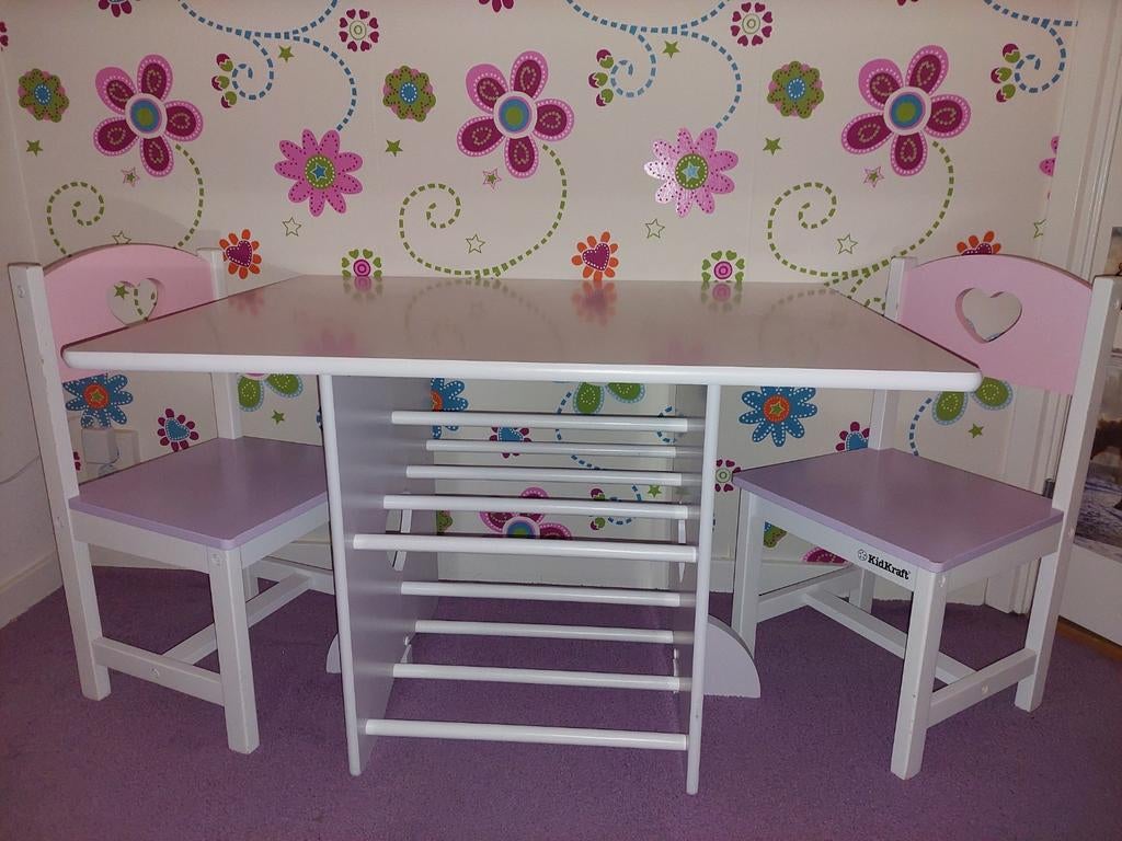 Kidkraft kindertafel met 2 stoelen & 4 bakken, Ophalen, Zo goed als nieuw, Tafel(s) en Stoel(en)