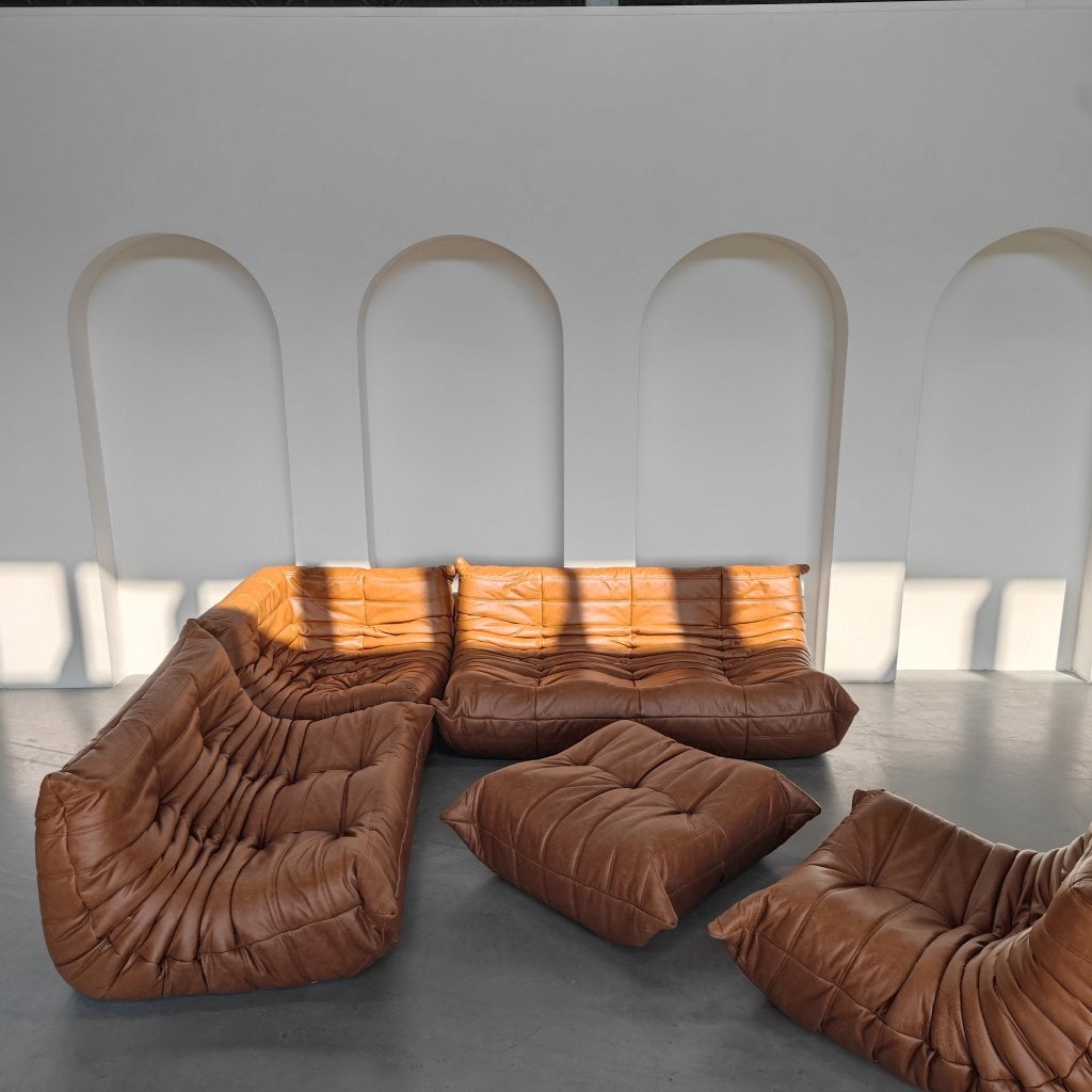 Ligne Roset Togo Modulaire Set | Cognac Leder, Ophalen of Verzenden