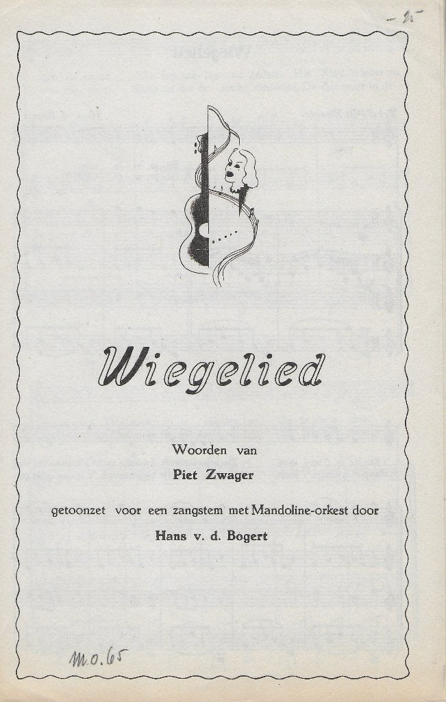 Bo109 bladmuziek wiegelied zang en mandoline -, Gebruikt, Zang, Ophalen of Verzenden, Artiest of Componist