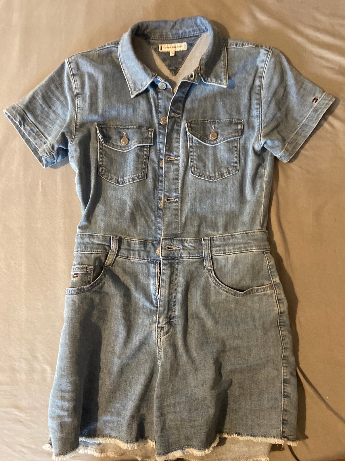 Tommy Hilfiger spijker jumpsuit maat 152, Kleding | Dames, Ophalen, Zo goed als nieuw, Maat 34 (XS) of kleiner, Blauw