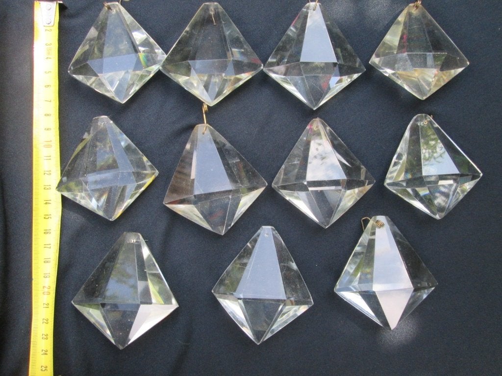 12 Grote Kristallen Pegels Diamant Vorm 7.5 x 7 cm, Ophalen of Verzenden