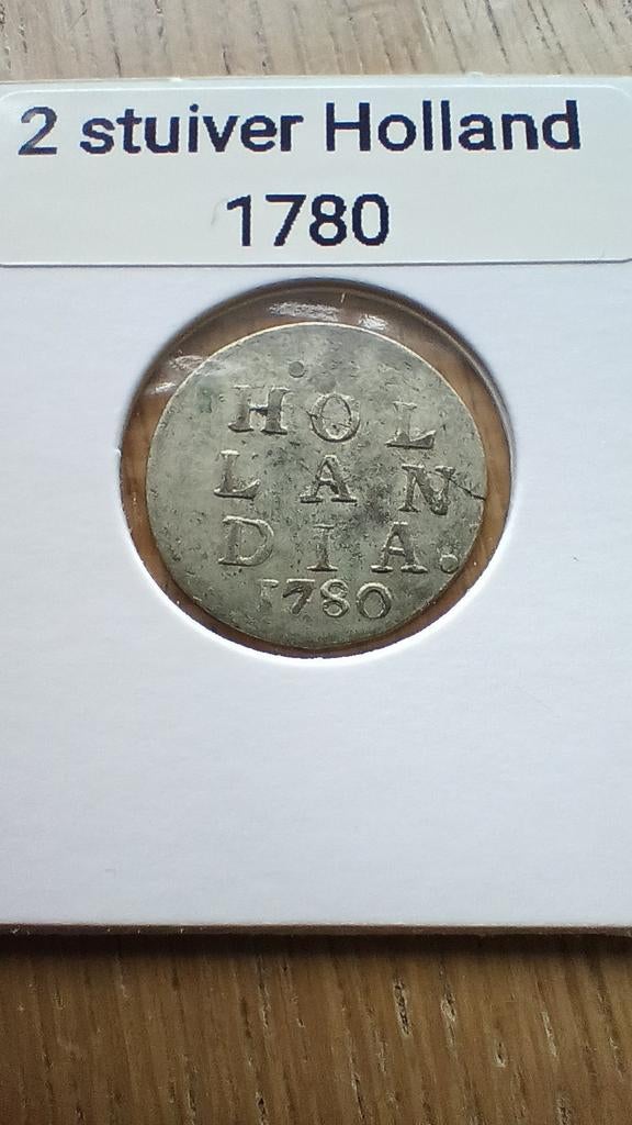 2 Stuiver Holland 1780 - Zilveren Munt, Vóór koninkrijk, Verzenden, Zilver, Overige waardes