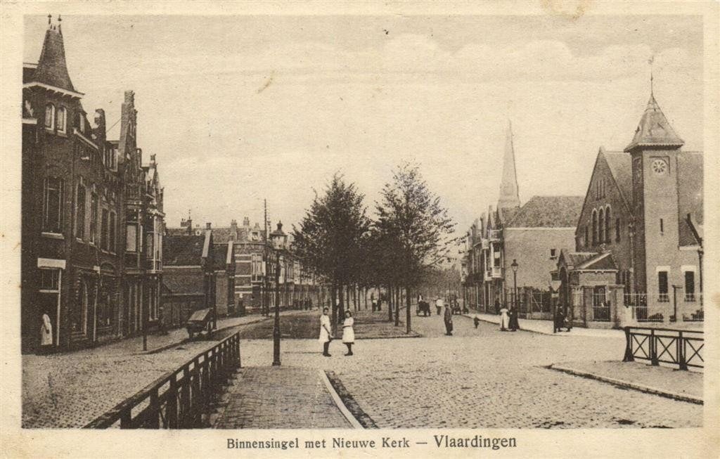 Binnensingel met Nieuwe Kerk - Vlaardingen - volk - 1922 gel, Verzenden, 1920 tot 1940, Gelopen, Zuid-Holland