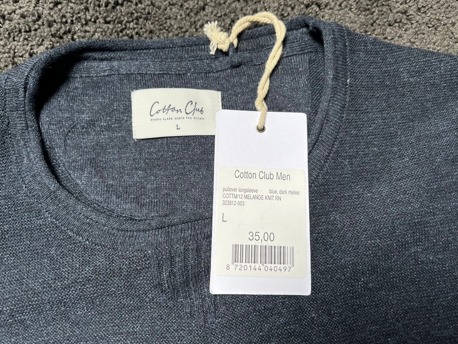 Cotton Club Long sleeve trui (maat L), Ophalen of Verzenden, Nieuw, Maat 52/54 (L), Blauw