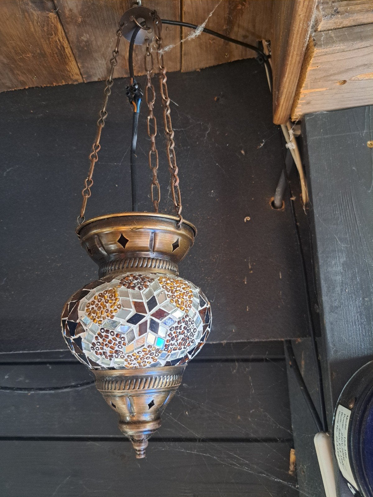 Mozaïek Hanglamp - Oosterse Sfeer, Huis en Inrichting, Zo goed als nieuw, Glas, Oosters, Mozaïek, E27 (groot)