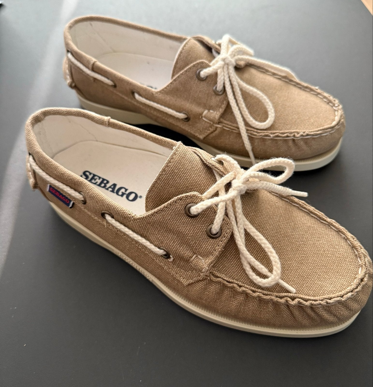Sebago Docksides Portland Washed Linnen Maat 41, Loafers, Bruin, Nieuw, Ophalen of Verzenden