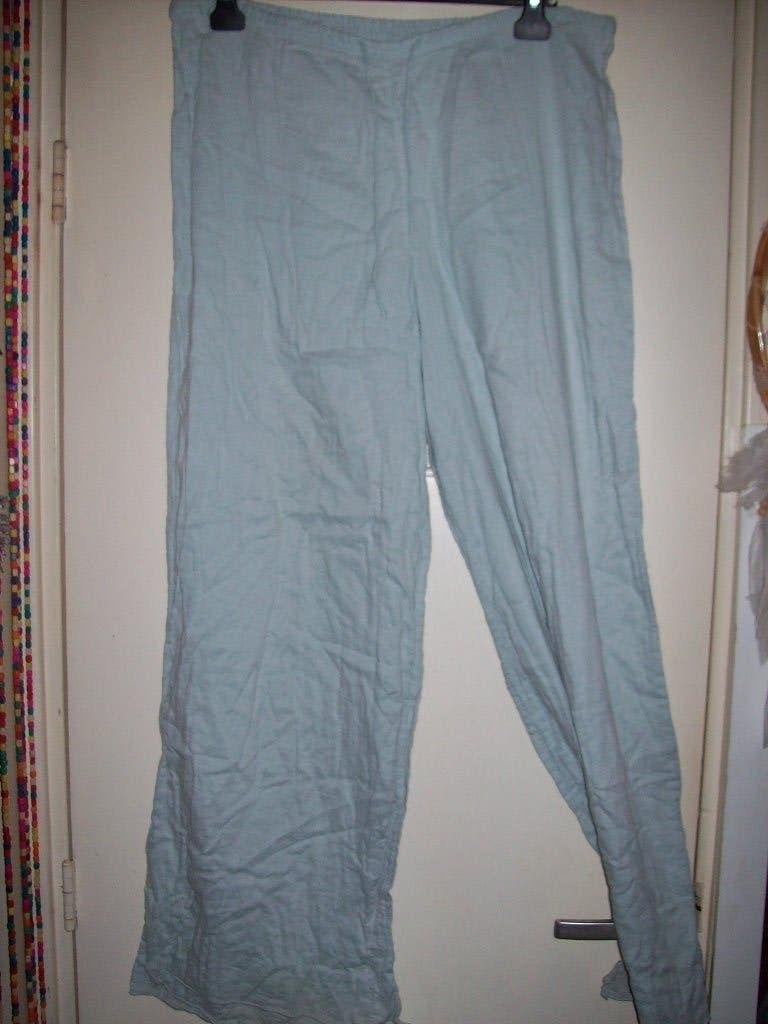 Noa Noa Linnen zomer Broek Maat L42/44 Lichtgroen, Kleding | Dames, Maat 42/44 (L), Ophalen of Verzenden, Lang, Gedragen