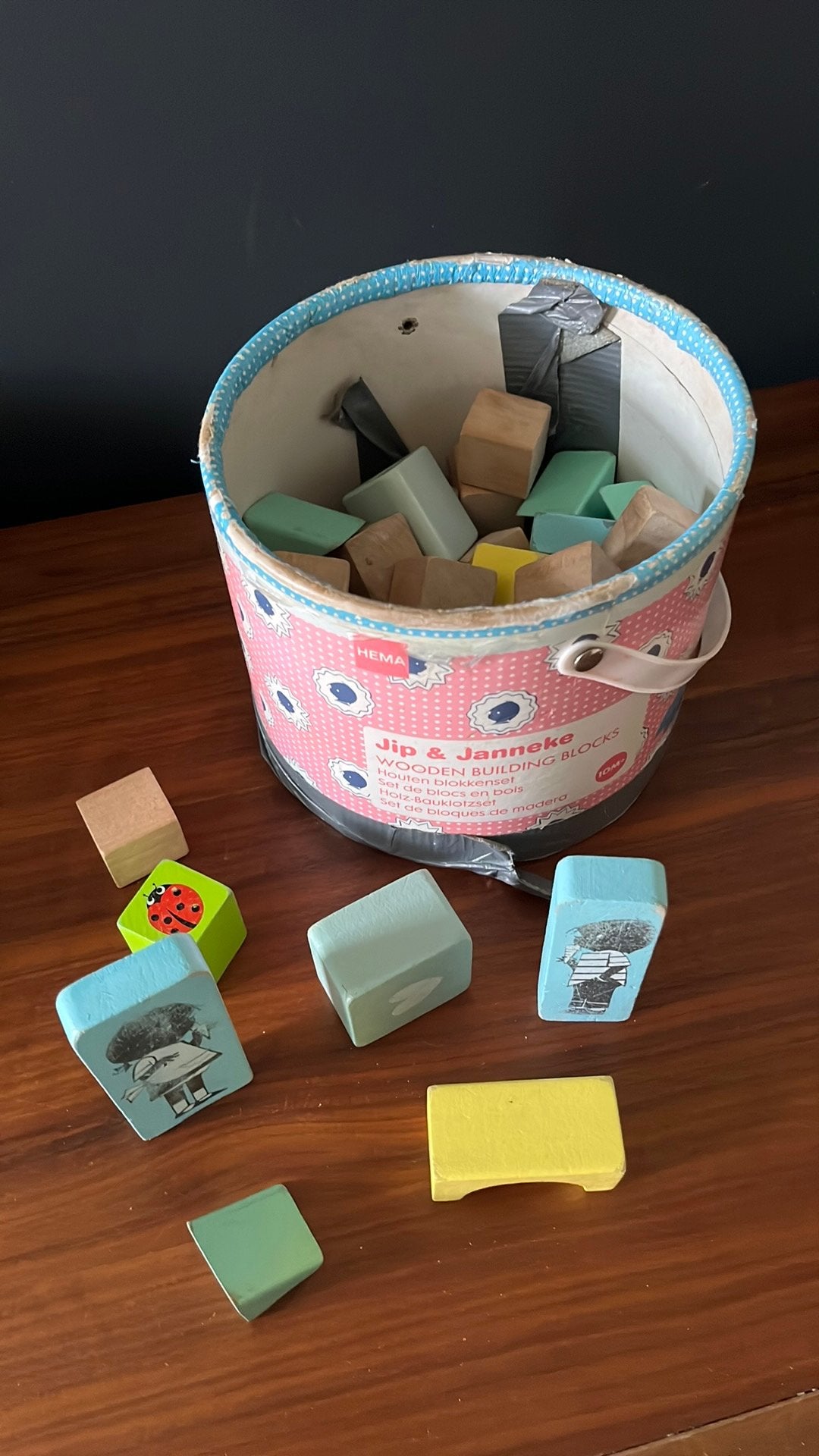 Gratis houten blokken jip en janneke, Ophalen, Gebruikt