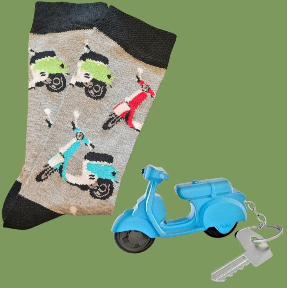 VESPA SCOOTER SOKKEN+SLEUTELHANGER SCOOTER MET LICHT/GELUID, Ophalen of Verzenden, Nieuw