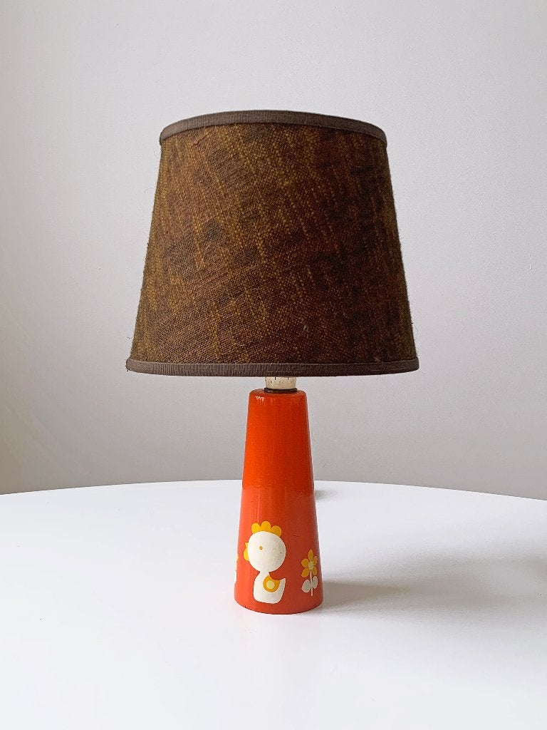 Vintage lampje tafellamp schemerlamp seventies hout retro, Met schakelaar, Gebruikt, Vintage, 32 cm