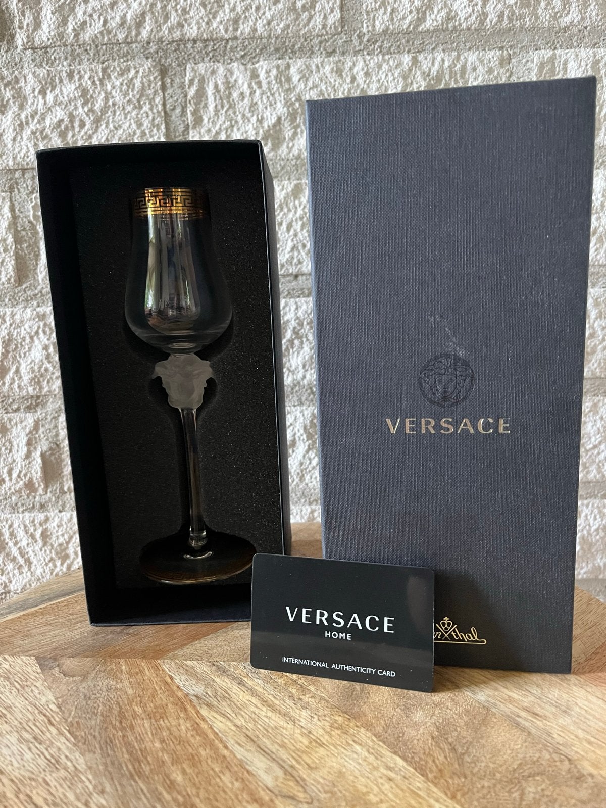Versace Medusa d'Or Grappa Glas met originele doos, Ophalen of Verzenden