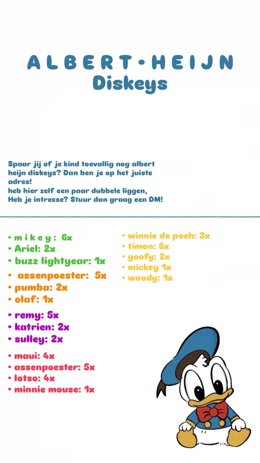 Albertheijn diskeys, Ophalen, Zegels, Bonnen of Punten