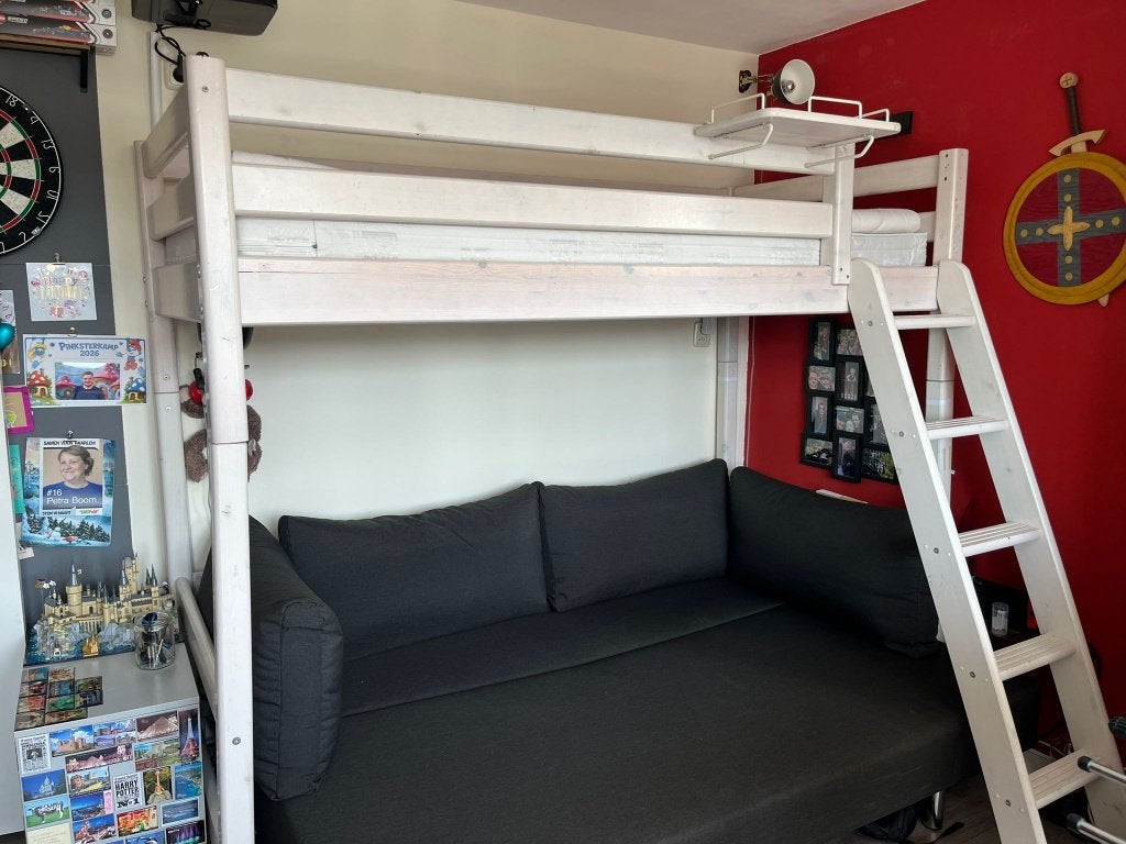 Hoogslaper merk Flexa, Huis en Inrichting, Slaapkamer | Stapelbedden en Hoogslapers, Ophalen, Hoogslaper, 210 cm, Twijfelaar